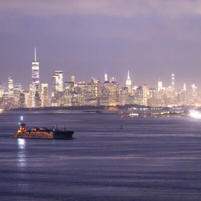 View of Manhattan from Fort Wadsworth, Staten Island, New York.