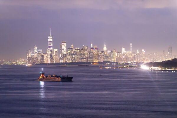 View of Manhattan from Fort Wadsworth, Staten Island, New York.