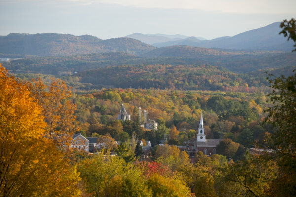 Fall foliage overlooking Brandon, Vermont