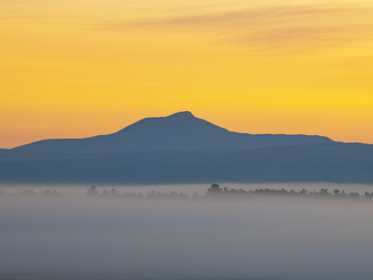 Camel's Hump at sunrise from Panton, Vermont