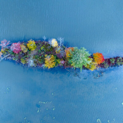 Island with Fall Foliage, Echo Lake, Plymouth, Vermont