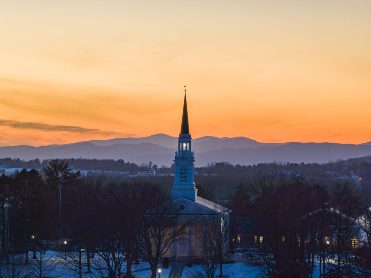 Winter Sunset, Middlebury College, Vermont