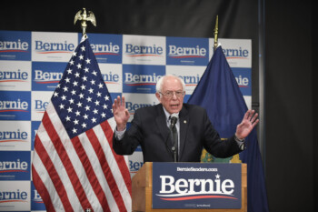 Vermont Senator and Presidentail candidate Bernie Sanders at a press confereneces in Burlington, Vermont on March 12, 2020. Vermont Senator and Presidentail candidate Bernie Sanders at a press confereneces in Burlington, Vermont on March 12, 2020.