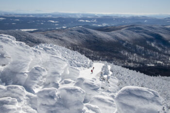 Skiing through a winter wonderland at Jay Peak, Vermont Skiing through a winter wonderland at Jay Peak, Vermont