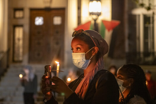 Palestinian Protest at Dartmouth College, Hanover, New Hampshire one year after 89 students and professors were arrested. Caleb Kenna for the New York Times